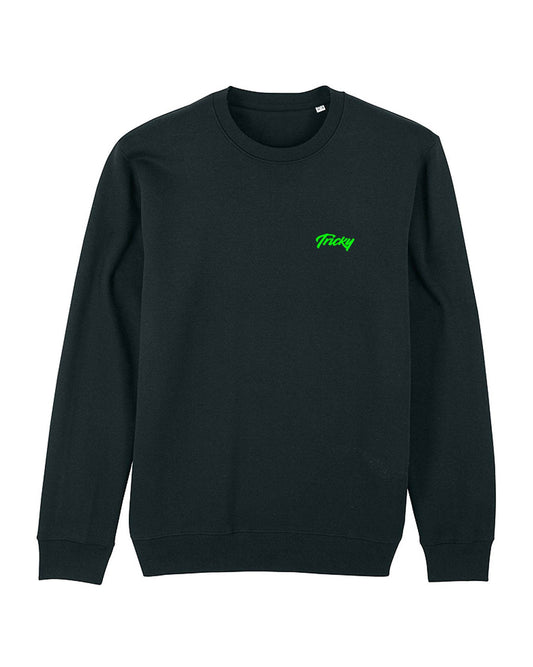 MENS CHEST LOGO SWEATSHIRT BLACK FLURO GREEN