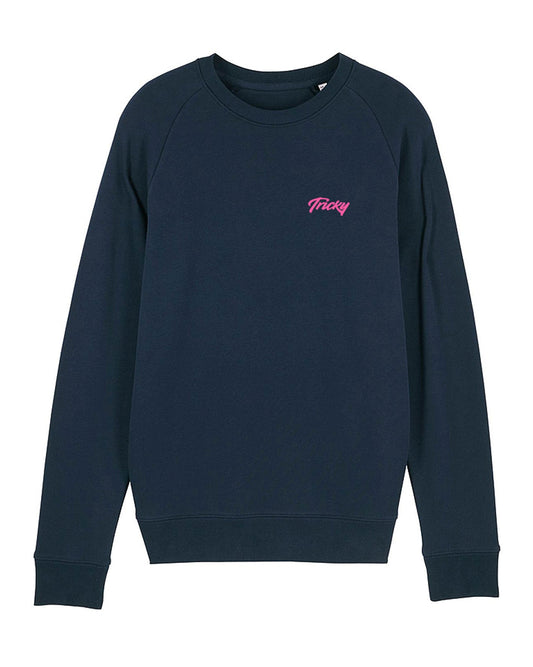 MENS CHEST LOGO SWEATSHIRT NAVY FLURO PINK