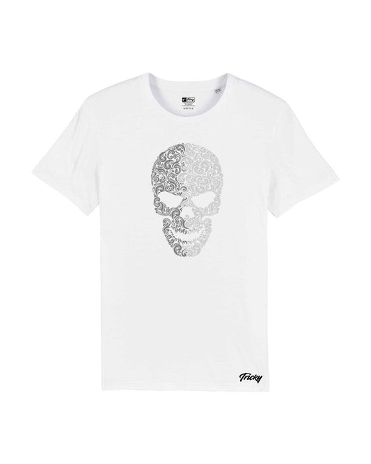 MENS PAISLEY SKULL T SHIRT WHITE