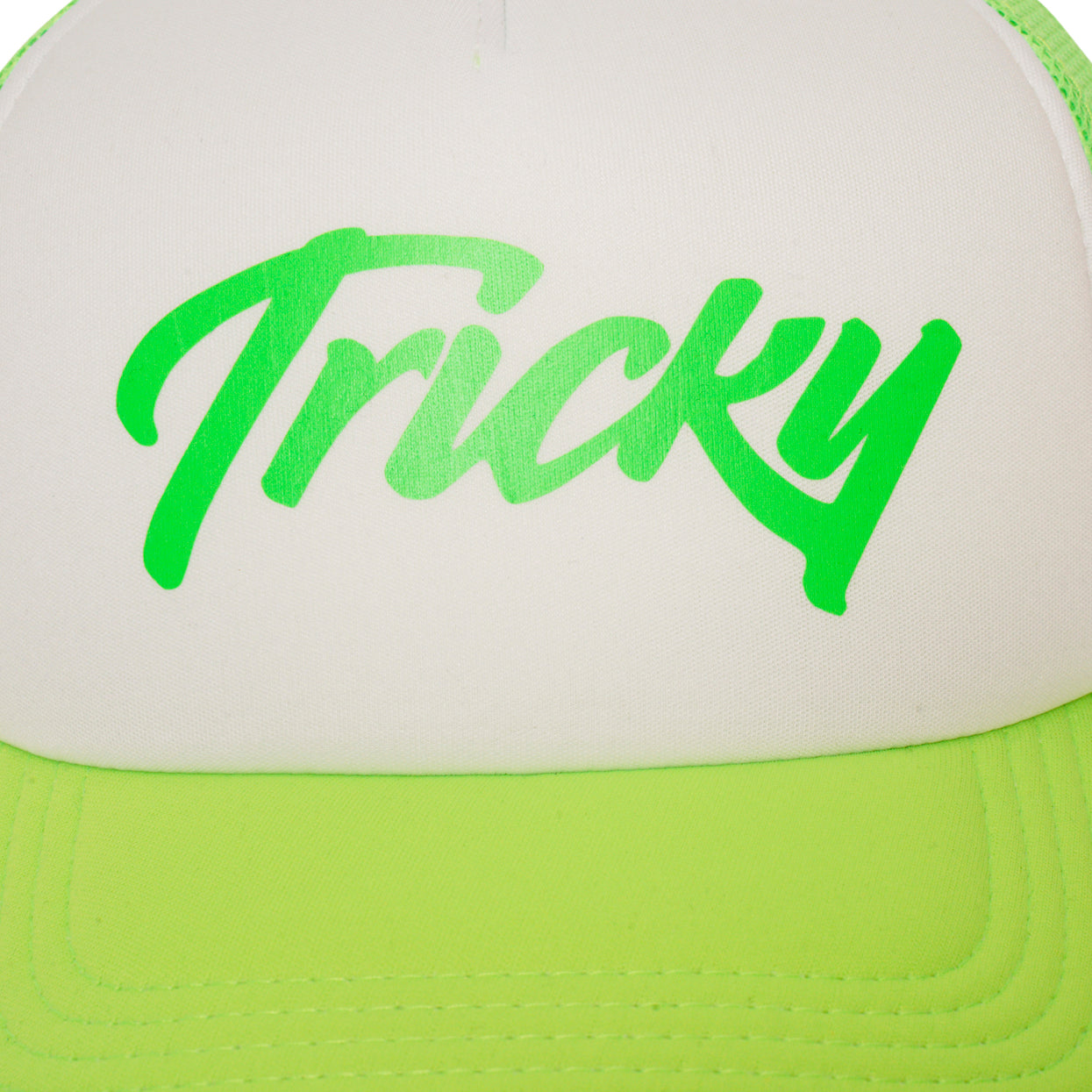 TRICKY LARGE LOGO 5 PANEL FOAM TRUCKER CAP FLURO GREEN