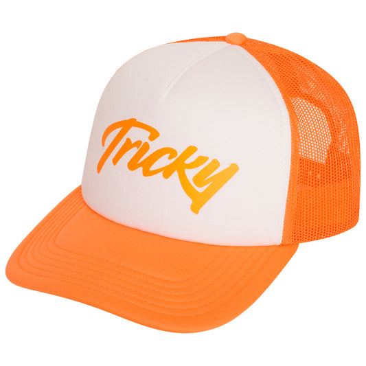 TRICKY LARGE LOGO 5 PANEL FOAM TRUCKER CAP FLURO ORANGE