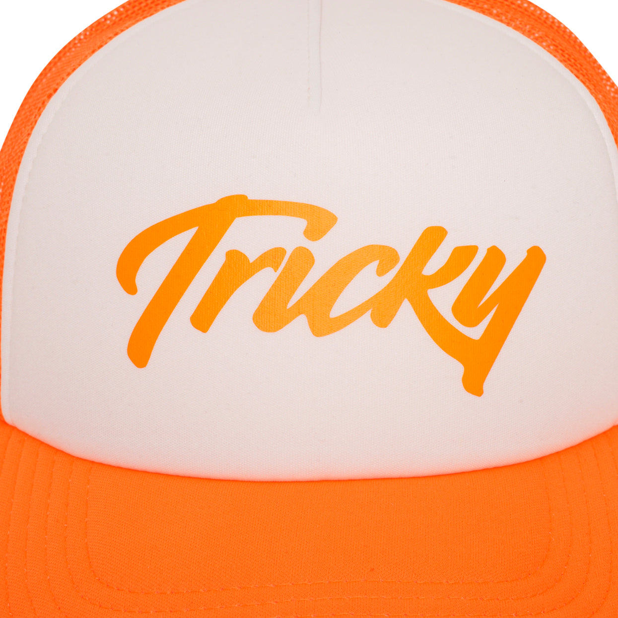 TRICKY LARGE LOGO 5 PANEL FOAM TRUCKER CAP FLURO ORANGE