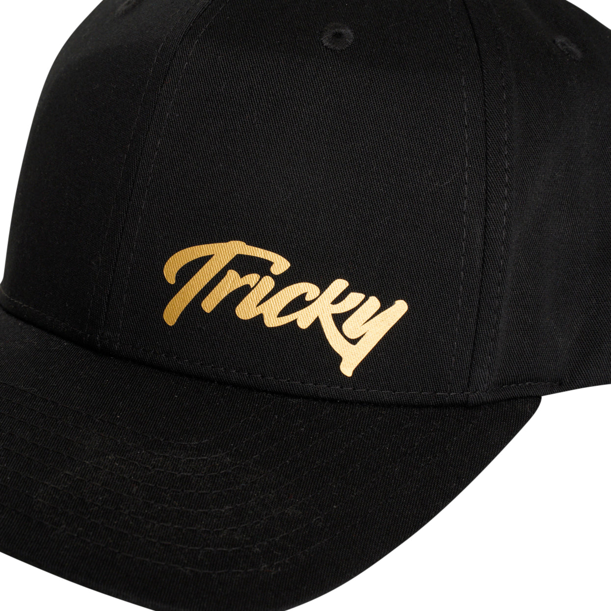 TRICKY SMALL LOGO COTTON 6 PANEL CAP BLACK GOLD