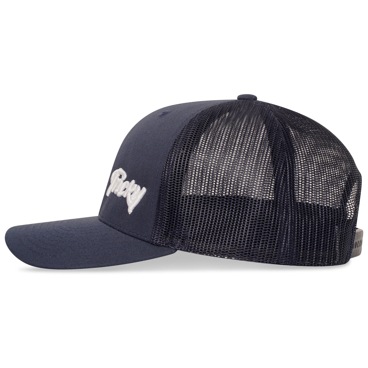 TRICKY SMALL LOGO 6 PANEL MESH TRUCKER CAP NAVY