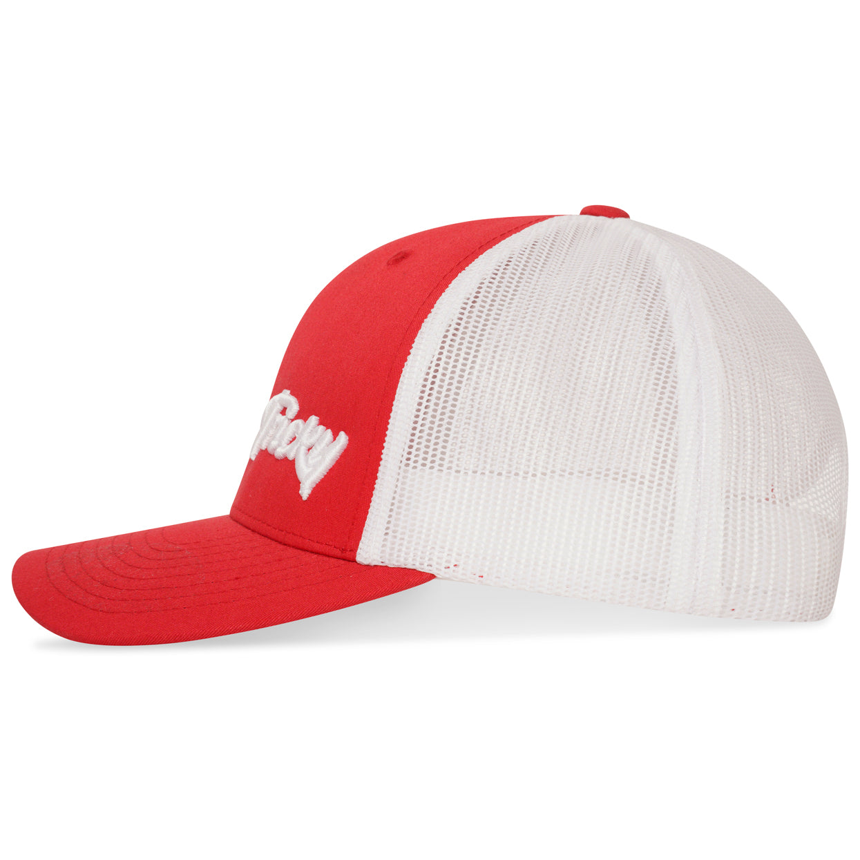 TRICKY SMALL LOGO 6 PANEL MESH TRUCKER CAP RED WHITE