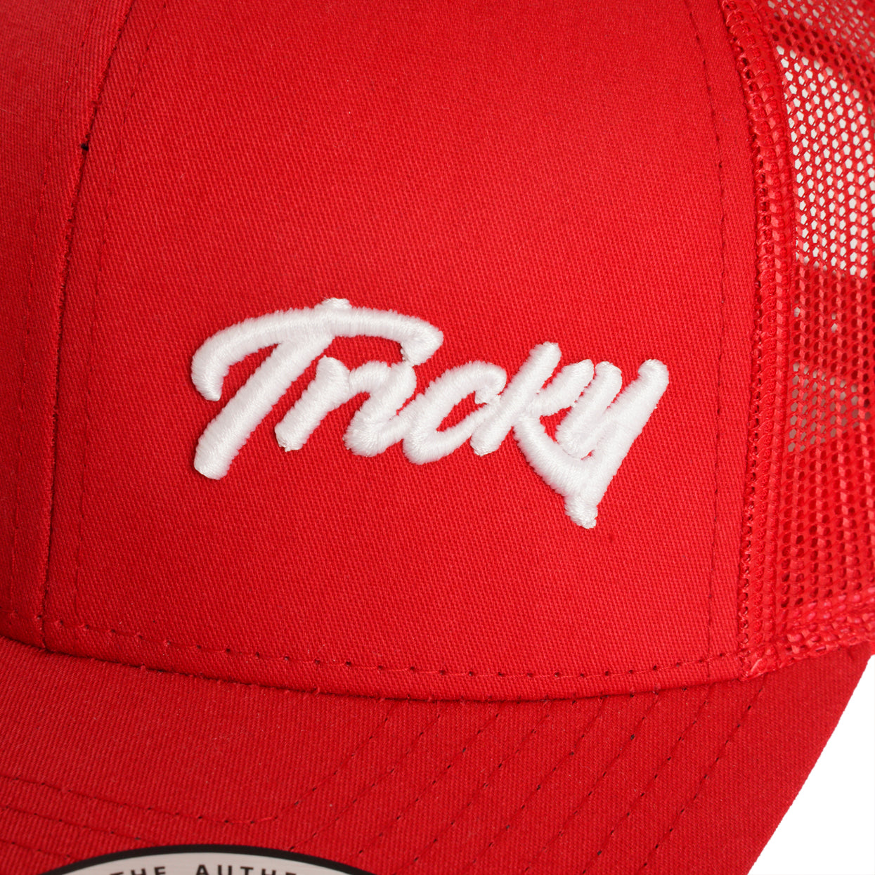 TRICKY SMALL LOGO 6 PANEL MESH TRUCKER CAP RED