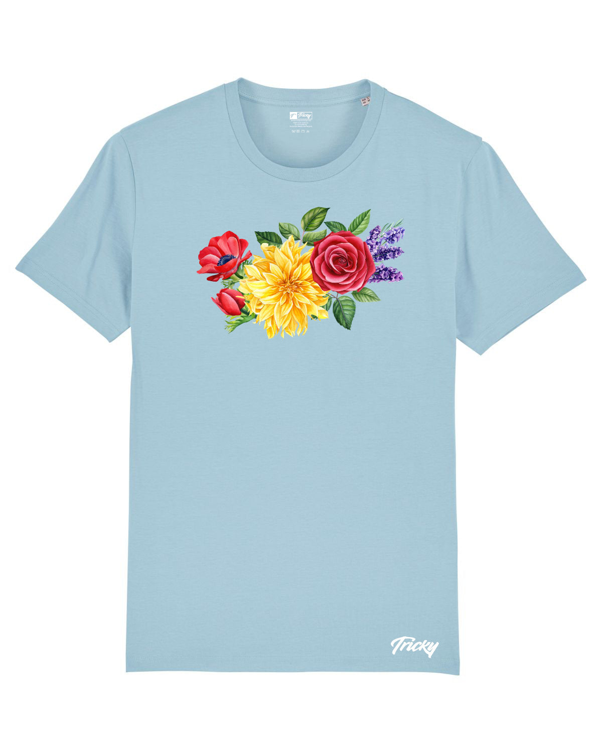 FLOWERS T SHIRT SKY BLUE