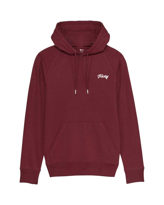 MENS ORIGINAL CHEST LOGO HOODED TOP BURGUNDY WHITE