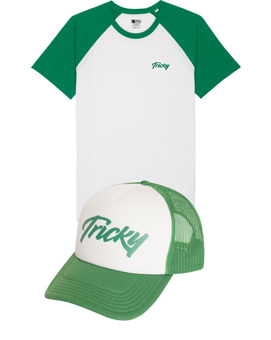 BASEBALL TWINSET CHEST LOGO WHITE GREEN