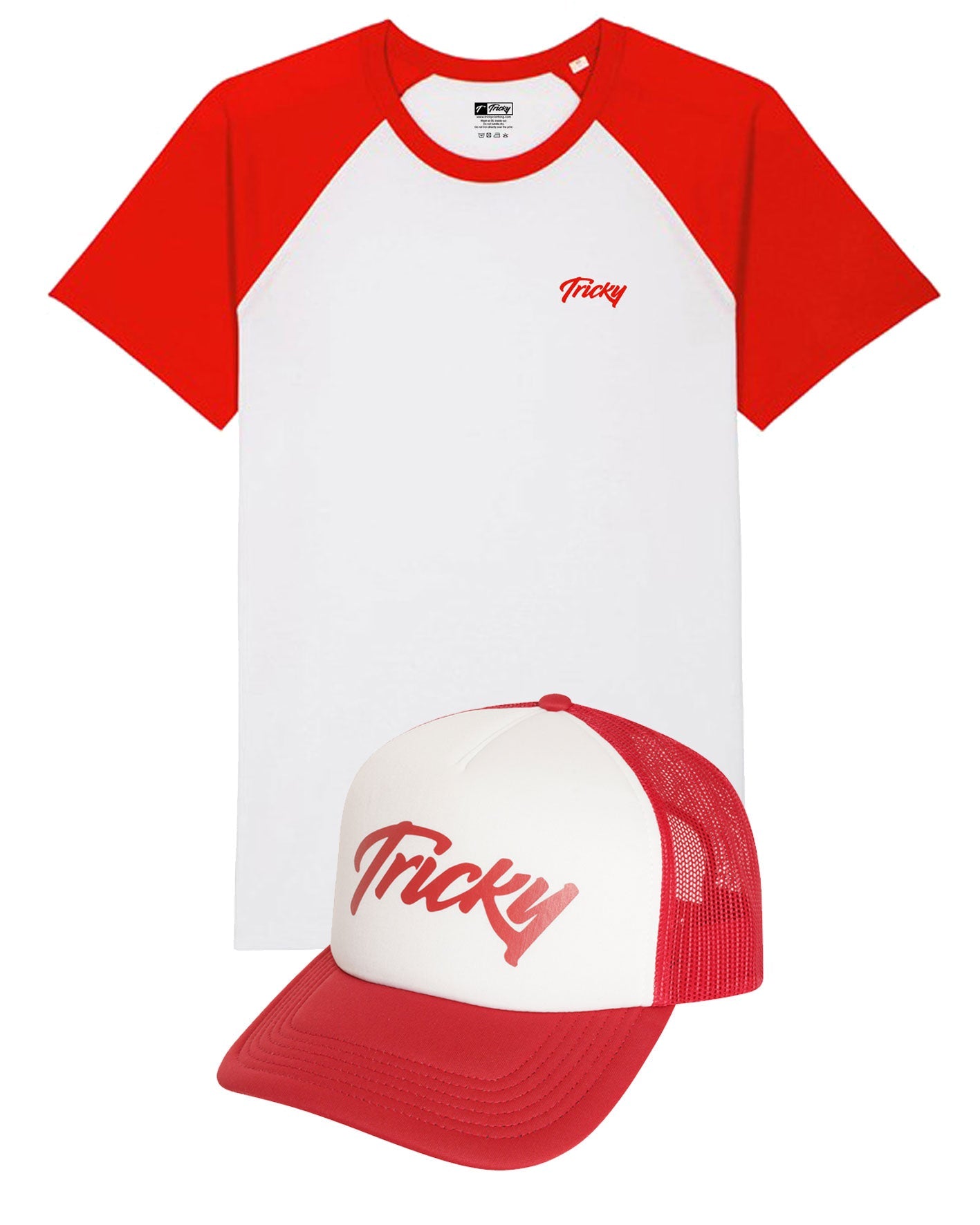 BASEBALL TWINSET CHEST LOGO WHITE RED